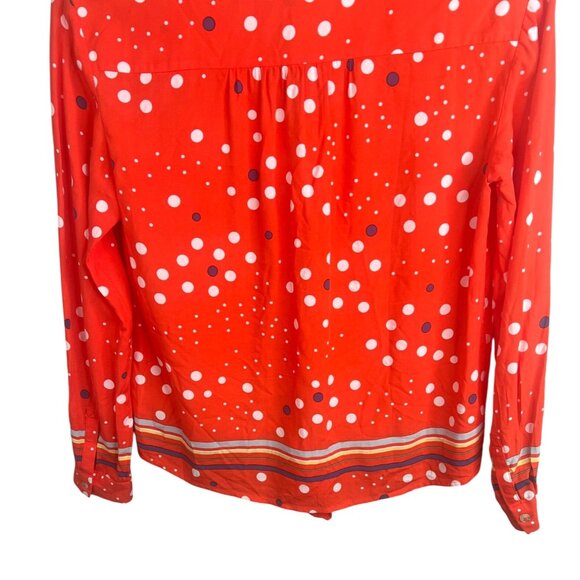 Anthropologie Maeve Elan Scarf Orange Polka Dot Long-Sleeve Button-Down Blouse 2 - Picture 16 of 16